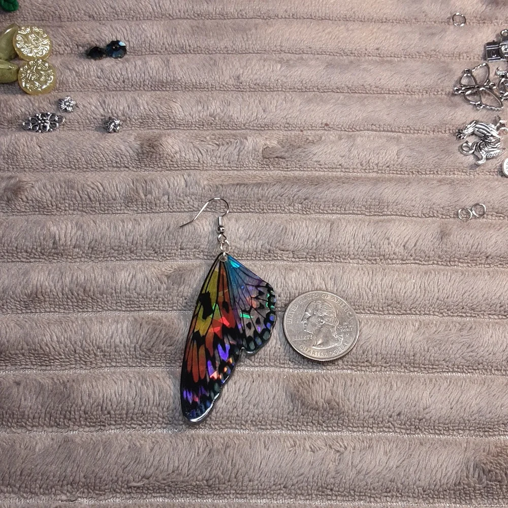 Handmade Hologram Butterfly Wing Earrings - Picture 5 of 5